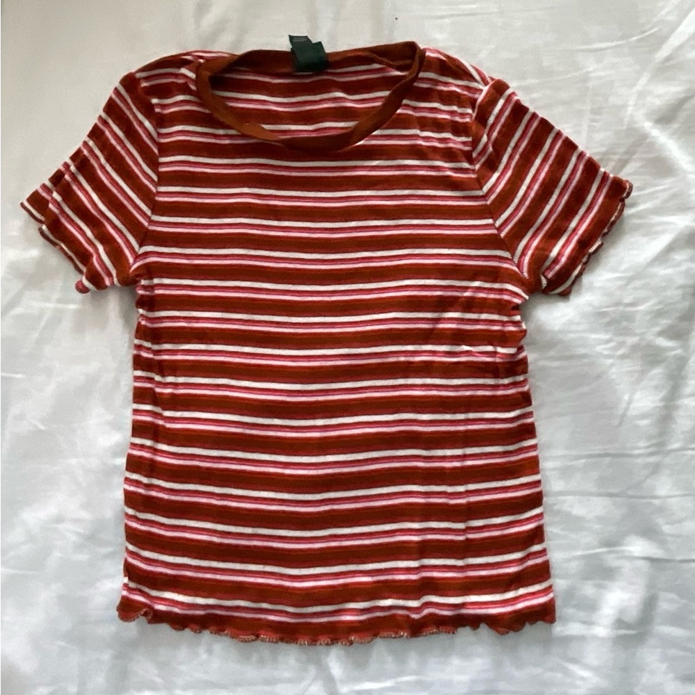 Wild Fable Red Fitted Ribbed Short Sleeve Tee
